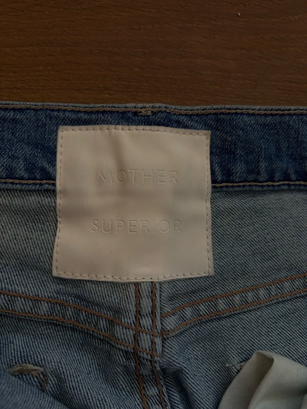 MOTHER Light Blue Distressed Straight-Leg Jeans